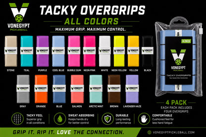 vonEgypt Pickleball | Tacky Overgrips | 1 pack (4)